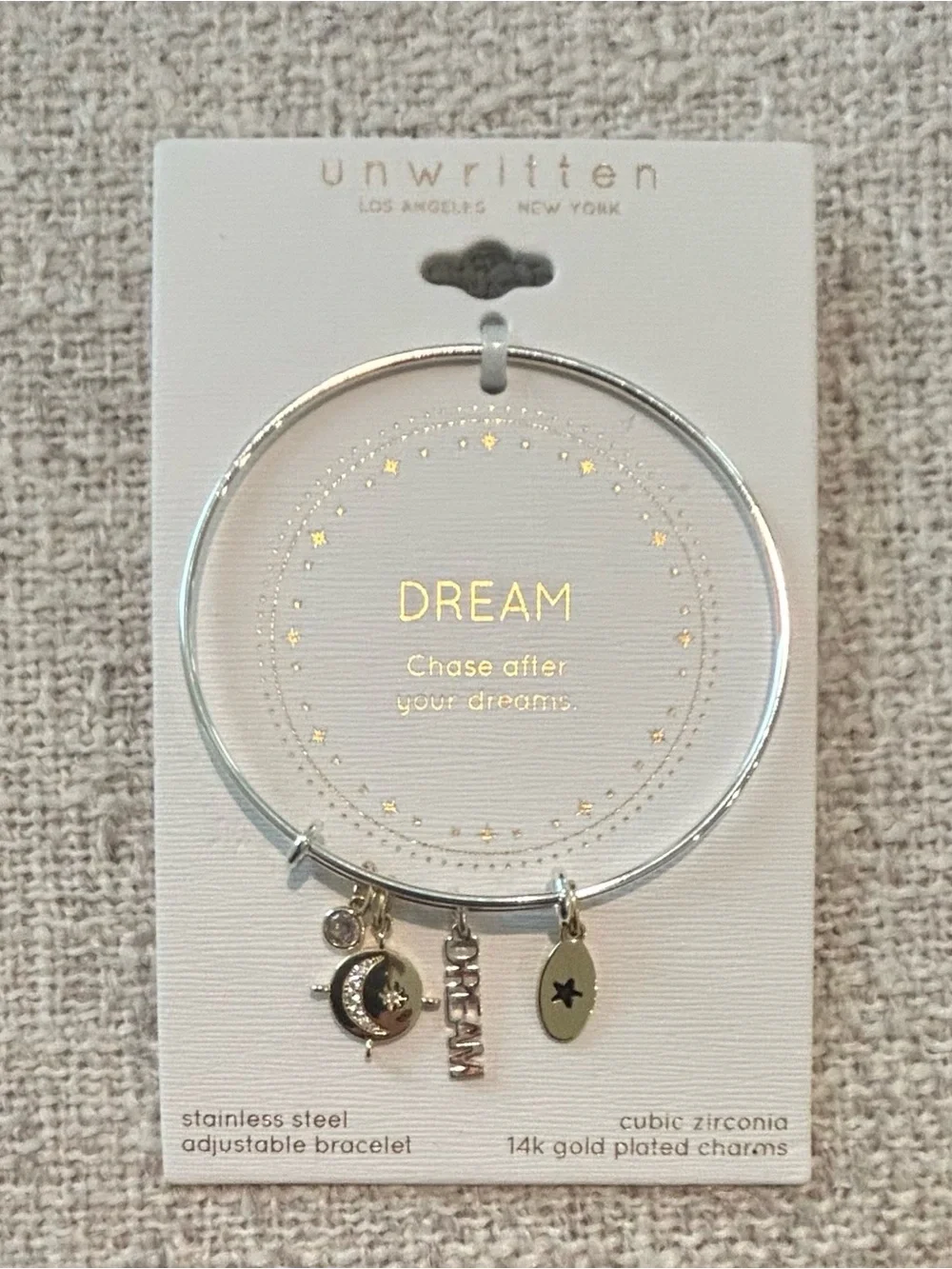 Unwritten Silver and Gold Charm Bangle Bracelet
